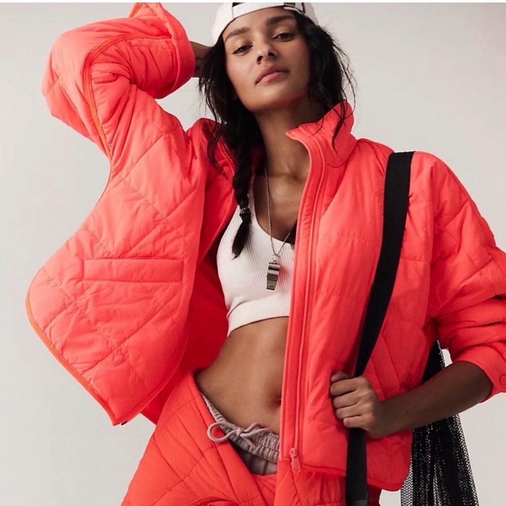 NWT Free People Pippa Packable Puffer in Hot Watermelon, XS